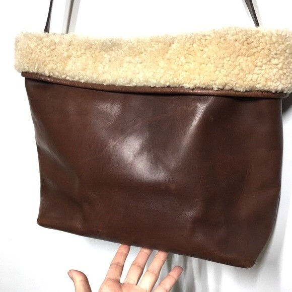 Jennifer Graham Sherpa Lined Leather Shoulder Bag - Picture 6 of 16